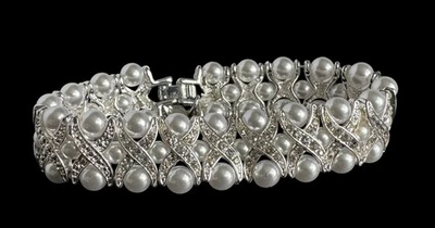 Raro brazalete JBK Camrose and Kross Pearl Crystal Gem Foto 1 de 4