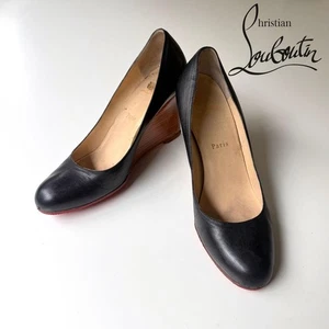 Seltene Christian Louboutin schwarze Leder Pumps Holzsohle Gr. 38,5 US 8,5 - Bild 1 von 11