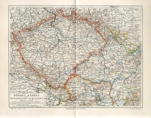 1896 CZECH BOHEMIA MORAVIA PRAGUE and AUSTRIAN SILESIA POLAND Antique Map dated - Picture 1 of 1