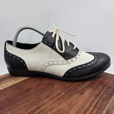 Born Ashleigh Shoes Women's 9.5M Black White Leather Brogue Spectator Oxford - Image 1 of 4