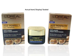 (Paquete de 2) Crema hidratante nocturna antienvejecimiento L'Oreal Age Perfect Cell Renewal 1,7 oz nueva - Imagen 1 de 9