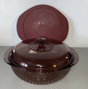 Vintage Cranberry Purple Pyrex 024 2 Qt. Casserole Dish Glass Lid 624C&plastic - Picture 1 of 8