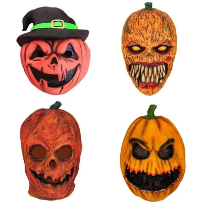 Halloween Masquerade Latex Creepy Pumpkin Head Mask Prank Party Cosplay Costumes - Image 1 of 4