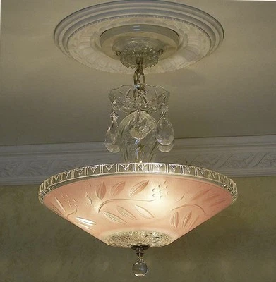 Lámpara de techo 861 antigua vintage años 30 40 lámpara pantalla de vidrio araña Foto 1 de 4