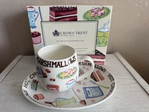 Crown Trent UK Set Tazza e Piattino Cioccolata Calda e Marshmallow Nuovo (H) - Foto 1 di 8