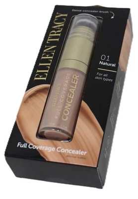 Ellen Tracy 01 Natural Full Coverage Concealer with Brush All Day Wear New Boxed - Image 1 of 3