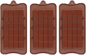3-Pack Break-Apart Silicone Chocolate Bar Molds - Food Grade Non-Stick Energy Ba - Picture 1 of 12