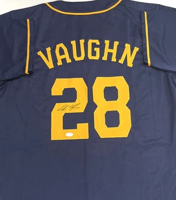 ANDREW VAUGHN Brewers Infielder Signed Custom Replica Blue Jersey AUTO - JSA - Image 1 of 3