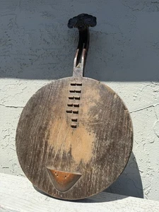 Antique Chinese Ruan Moon Guitar Wood Yue Qin Gekkin Lute Banjo. OLD As IS - Picture 1 of 24