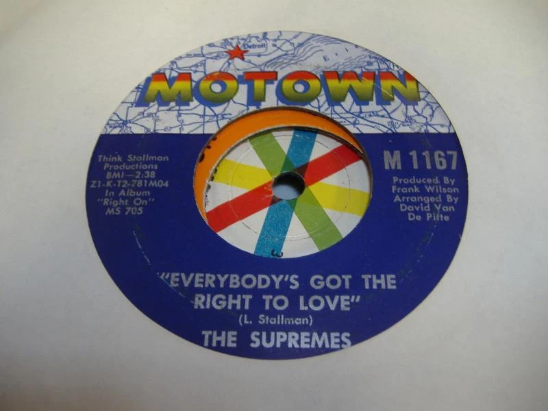 Soul 45 THE SUPREMES Everybody's Got the Right To Love on Motown 4 Foto 1 de 1