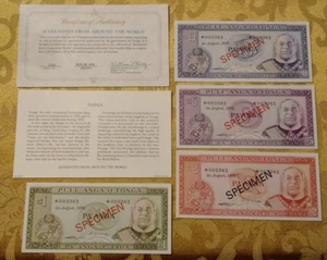 TONGA COMPLETE 4 SPECIMEN SET 1978 w/COA 003361 CS1 P 19 - 22 UNC COA - Picture 1 of 3
