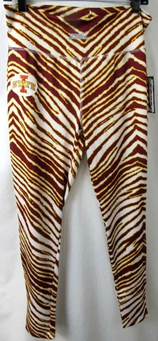 Zubaz Iowa State Cyclones Womens X-Large Screened Logo Striped Leggings C1 2118 Cover
