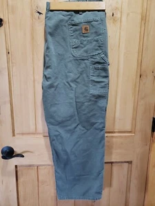 Carhartt Carpenter Green Pants Dungaree Fit B11 MOS Men's 44 x 32 Workwear VTG - Picture 1 of 9