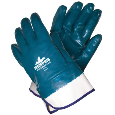 MCR SAFETY MCR 9761 Men's Large Predator Nitrile Coated Gloves Smooth Safety Cuff Pair
