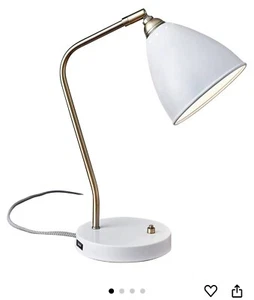 Adesso Chelsea White & Brass 21" Desk Lamp with USB Port - 2 Available - Picture 1 of 4
