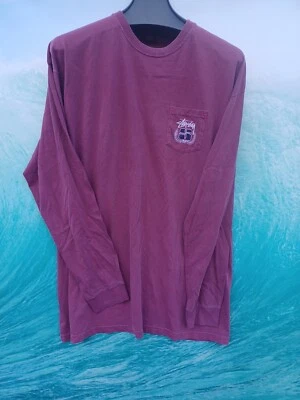 Stussy Mens Used Purple Long Sleeve Pigment Dyed S Wreath XXL  #0151 - Image 1 of 3