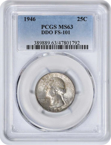 1946 Washington Silver Quarter DDO FS-101 MS63 PCGS Cover