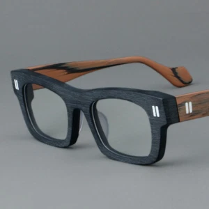 Vintage Square Eyeglass Thick Frames Retro Unisex Glasses With Metal Decoration - Picture 1 of 16