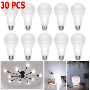 LOT 30PCS LED Light Bulbs 15W/100W Replacement Daylight 6500K A19 Dimmable E26 - Picture 1 of 11