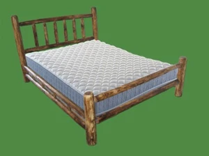 Log Bed ~ Twin ~ Torched Cedar | Amish-Made | Double Side Rail | Free Shipping - Picture 1 of 2
