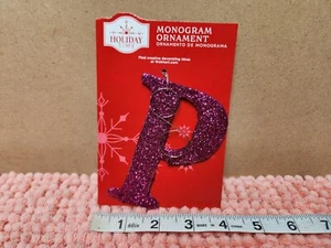 Holiday Time Christmas Ornament Monogram Letter "P" Ornament Purple Glitter 4" - Picture 1 of 3