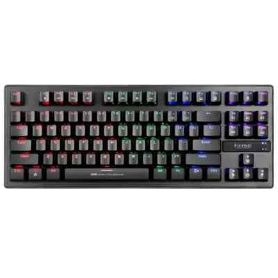 Compact Gaming Mechanical Keyboard Rainbow RGB Backlit LED Blue Switch 87 Keys - image 1 of 4
