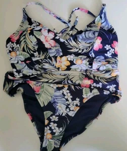 Jessica Simpson bikini set padded bra XL + bottom L blue floral multi new women - Picture 1 of 5