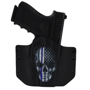 Smith & Wesson - OWB Gun Holster - Optic Ready - Skull Blue Line - Picture 1 of 4
