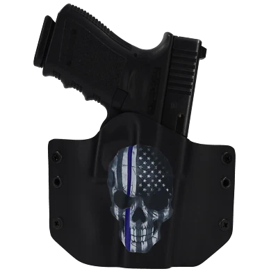 Smith & Wesson - OWB Gun Holster - Optic Ready - Skull Blue Line - Image 1 of 4