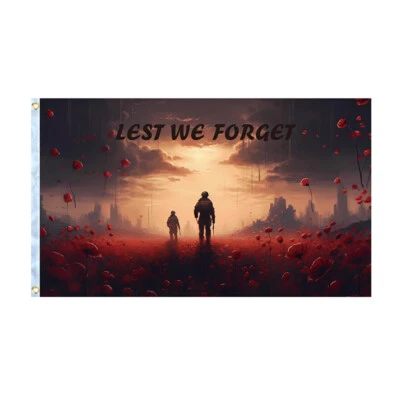 LEST WE FORGET FLAG 5 * 3 ft Multiple design Remembrance day WWII poppy - Image 1 of 4