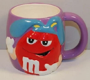 ¡TAZA DE CAFÉ ROJA M & M EASTER CONEJITO CONEJO GRANDE LAVANDA PÚRPURA GALERÍA! - Imagen 1 de 8