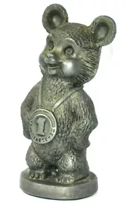 Vintage Soviet Olympics-80 Bear Champion statuette Sculpture Metal USSR 1980 - Picture 1 of 10