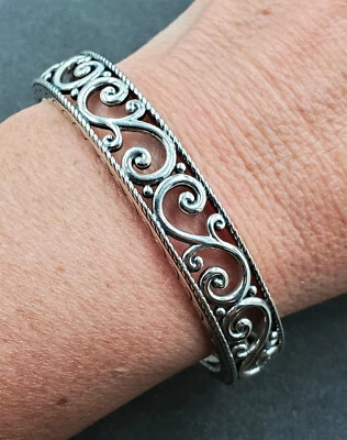 QVC Designer Elyse Ryan 925 Sterling Silver Scroll Kick Cuff Bracelet  - Image 1 of 4