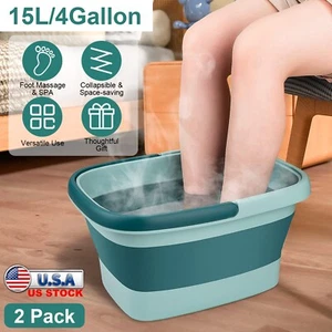 2Packs 4Gallon Collapsible Foot Bath Basin Foot Soak Tub Foot Bucket Folding Tub - Picture 1 of 13
