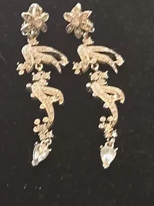 Roxanne Assoulin elegante Cz Vintage silberne Ohrringe seltener Fund 3,5 Zoll lang - Bild 1 von 6