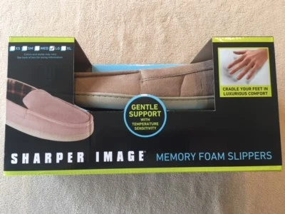 Sharper Image Mens Memory Foam Indoor/Outdoor Slippers - Large (9-10) Tan  - Image 1 of 4