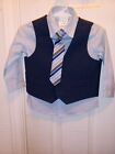 3 Peace Van Heusen 12 Month Blue Vest With Blue Collared Shirt With Clip On Tie