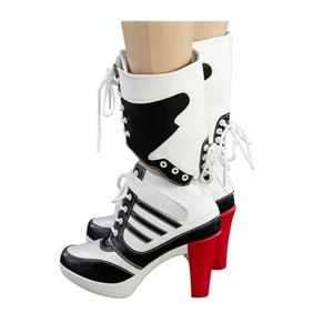 Damen Harley Mädchen High Heels Stiefel Villain Squad Halloween Kostüm Cosplay - Bild 1 von 12