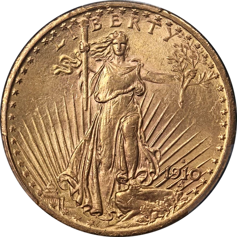 1910-S Saint-Gaudens Gold $20 PCGS MS62 Great Eye Appeal Nice Strike Cover