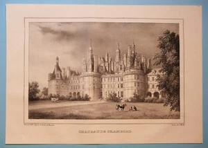 Lithograph C. Motte View Château de France CHAMBORD Renoux Deroy 1828 - Picture 1 of 1