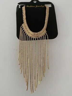 NUEVO COLLAR DE MODA CON DIAMANTES DE IMITACIÓN CRISTAL TONO ORO ROSA ADIVINAR Foto 1 de 4