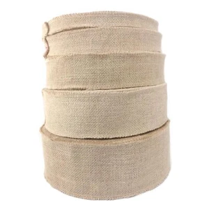 Overlocked Natural Hessian Ribbon - Premium 2cm - 10cm Jute Burlap Vintage - Picture 1 of 17