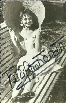 BRIGITTE BARDOT Original Autogramm signierte Kolibri Postkarte 50er Jahre - Bild 1 von 2