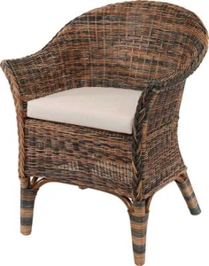Rattan-Sessel Natur Korb-Sessel Flechtsessel mit Polster Sessel (Schwarz-Braun) - Bild 1 von 3