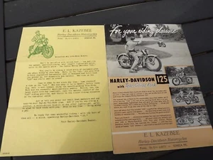 ORIGINAL HARLEY 125 TEL-GLIDE (HUMMER ?) DEALER FLYER COMBO - Picture 1 of 3