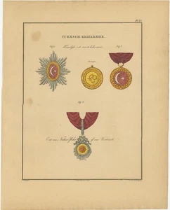 Antique Print of Various Medals of the Turkish Empire - Picture 1 of 1