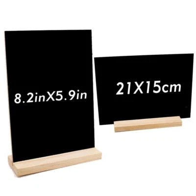 Retangle Mini Tabletop Chalkboard Signs with Rustic Wood Stands, Removable Base, - Image 1 of 4