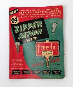 Vintage Zipper Repair Kit 1950s Freed’m Slide Fastener Unused *NOS* - Picture 1 of 3