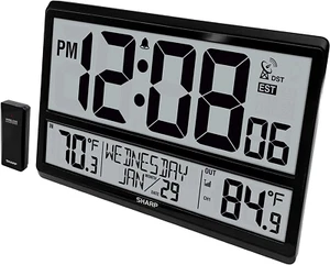 Atomic Clock - Never Needs Setting! –Easy to Read Numbers - Indoor/Outdoor Tempe - Picture 1 of 7