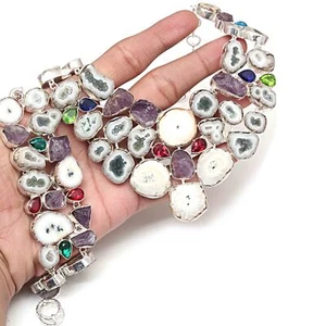 Solar Drusy ,Black Drusy Garnet Jewelry Necklace Bracelets18-20'' - Picture 1 of 9